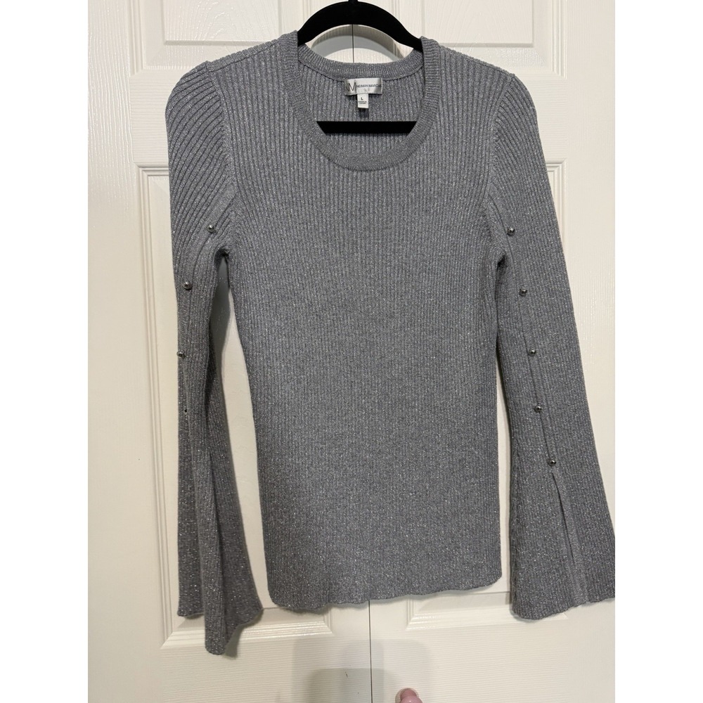 Nieman Marcus Women's Long Sleeve Gray Sparkle‎ Sweater Size Large